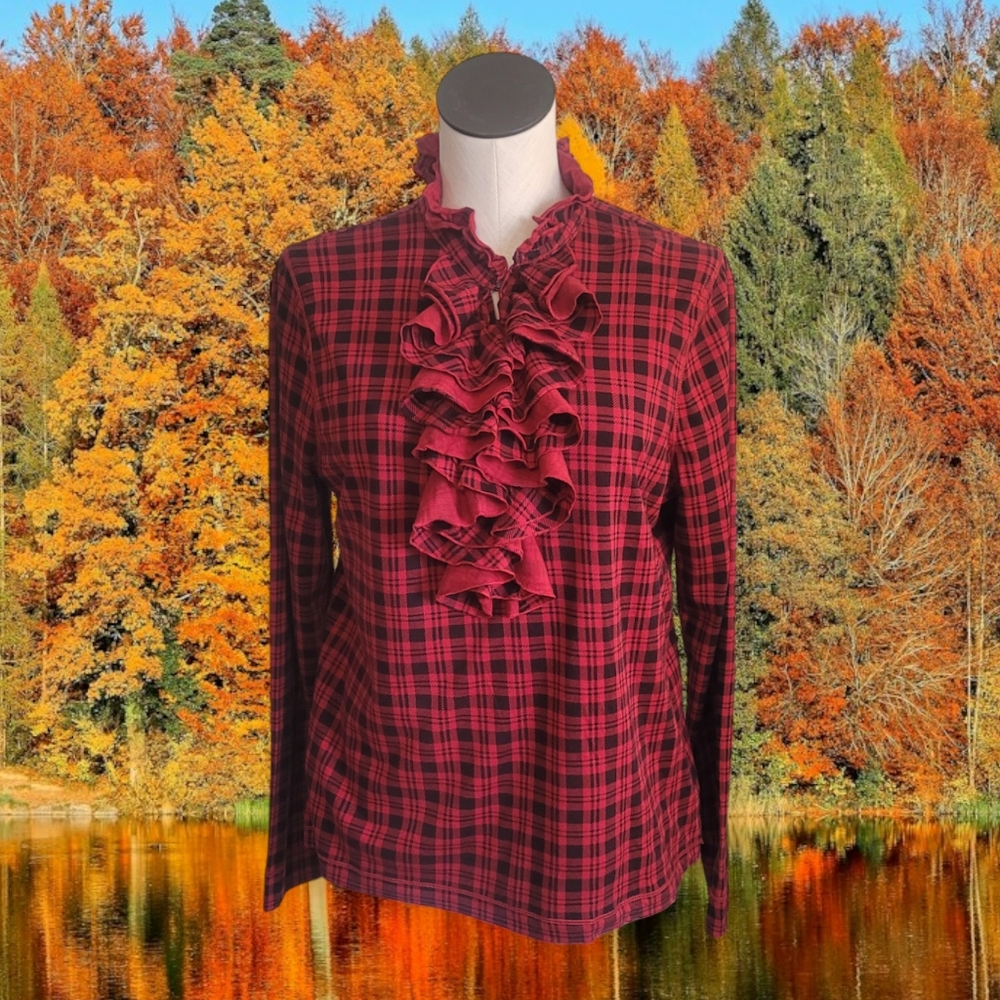 Ralph Lauren Red Plaid Cotton Blouse
